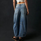 Women's Jeans Mid-Rise Cropped Barrel Leg in Heavyweight Denim – Medium-Fade Wash with Reinforced Panels 7