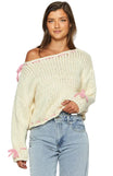 Women’s Jumper with Wide Neckline and Bow Details