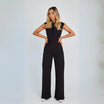 Women’s Jumpsuit with High Neckline and Waist Tie