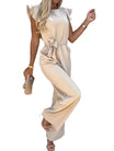 Women’s Jumpsuit with Ruffle Sleeves and Waist Tie