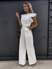 Women’s Jumpsuit with Ruffle Sleeves and Waist Tie