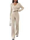 Women’s Knitted Lounge Set with Button-Front Cardigan and Trousers