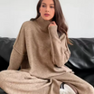Women’s Knitted Turtleneck Sweater and Trousers Set