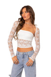 Women’s Lace Top with Long Sleeves and Open Back