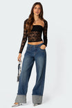 Women’s Lace Top with Long Sleeves and Open Back