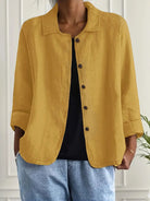 Women's lightweight button front jacket designed for casual summer wear, featuring a comfortable loose fit and minimalist style in soft, breathable fabric. 8