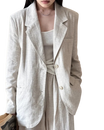 Women's Linen Oversized Blazer with Flap Pockets