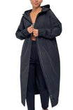Women’s Long Hooded Raincoat with Zip Fastening