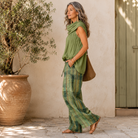 Women's Loungewear Set with Relaxed Blouse and Wide Pants – Natural Bohemian Style 1