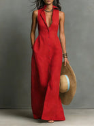 Women's Maxi Dress with Collared Button-Front – Breathable Linen Blend for Summer Elegance 0