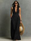 Women's Maxi Dress with Collared Button-Front – Breathable Linen Blend for Summer Elegance 3