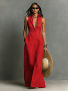 Women's Maxi Dress with Collared Button-Front – Breathable Linen Blend for Summer Elegance 6