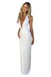Women’s Maxi Dress with Halter Neckline and Ruched Waist