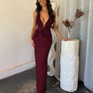 Women’s Maxi Dress with Halter Neckline and Ruched Waist