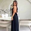 Women’s Maxi Dress with Halter Neckline and Side Slit