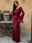 Women’s Maxi Dress with Long Sleeves and Fitted Waist