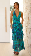 Women’s Maxi Dress with V-neckline and Crossed Back Straps