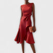 Women's Midi Dress with Ruffle Details in a stylish design, perfect for elegant summer occasions and formal events. 0
