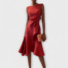Women's Midi Dress with Ruffle Details in a stylish design, perfect for elegant summer occasions and formal events. 0