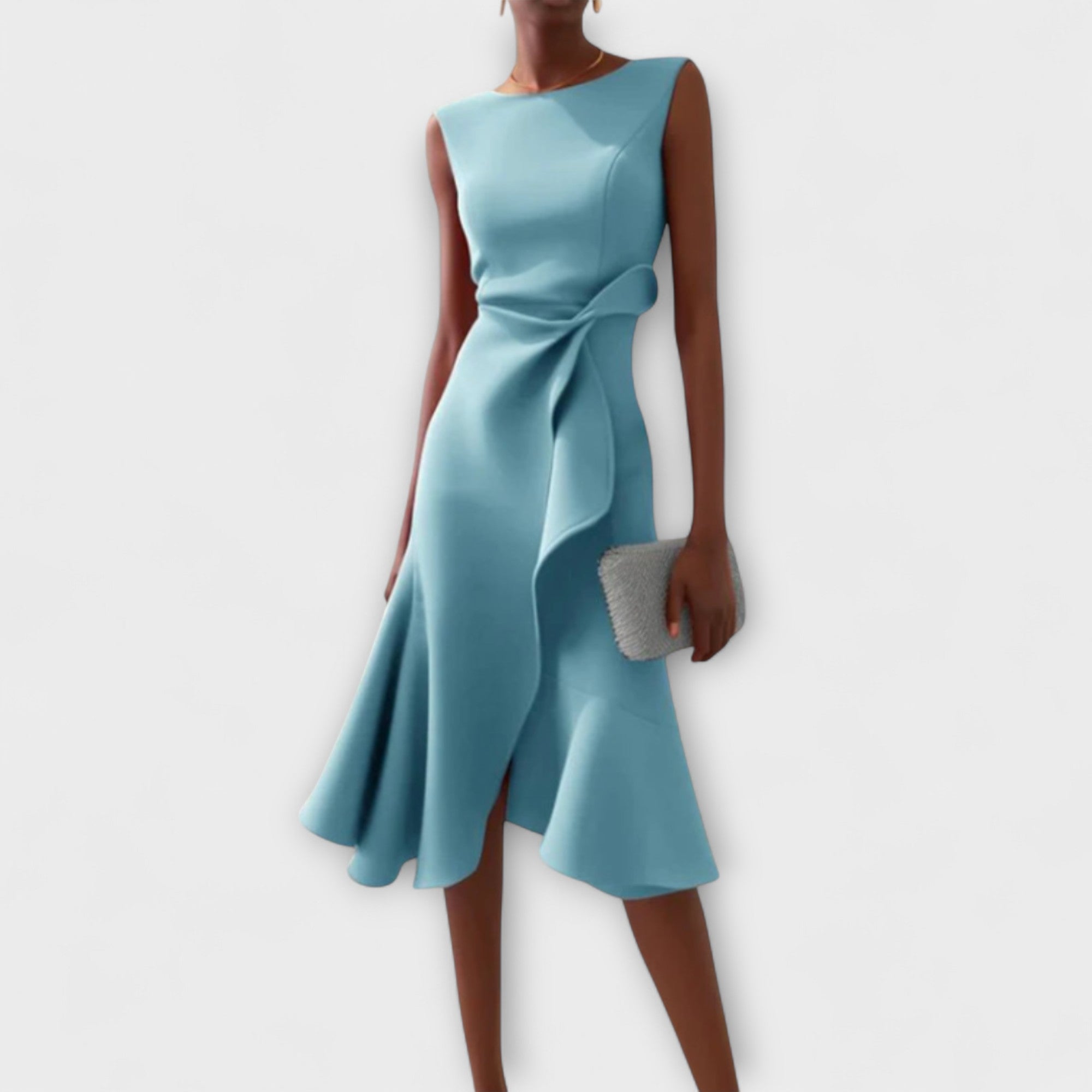 Women's Midi Dress with Ruffle Details in a stylish design, perfect for elegant summer occasions and formal events. 4