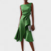Women's Midi Dress with Ruffle Details in a stylish design, perfect for elegant summer occasions and formal events. 6