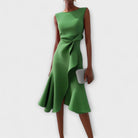 Women's Midi Dress with Ruffle Details in a stylish design, perfect for elegant summer occasions and formal events. 6