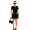 Women’s Mini Dress with Short Sleeves and Pearl Trim