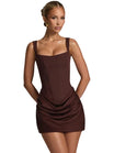 Women’s Mini Dress with Shoulder Straps and Lace-Up Back