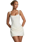 Women’s Mini Dress with Shoulder Straps and Lace-Up Back