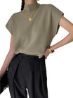 Women's Mock Neck Cap Sleeve Top