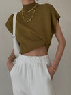 Women's Mock Neck Cap Sleeve Top