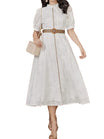 Women's Notched Collar Eyelet Dress