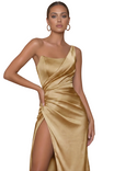 Women's One Shoulder Maxi Dress with High Split