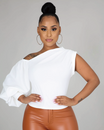 Women’s One Shoulder Top with Long Puff Sleeve