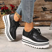 Women's platform Oxford shoes in beige with lace-up design and wedge sole, ideal for casual and smart-casual wear. 2
