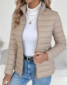 Women's Puffer Jacket with Stand Collar – Lightweight Quilted Hip-Length Coat for Winter Style 2