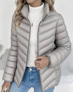 Women's Puffer Jacket with Stand Collar – Lightweight Quilted Hip-Length Coat for Winter Style 5