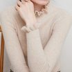 Women’s Ribbed Jumper with Long Sleeves and Frayed Collar