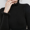Women’s Ribbed Jumper with Long Sleeves and Frayed Collar
