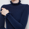 Women’s Ribbed Jumper with Long Sleeves and Frayed Collar