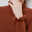 Women’s Ribbed Jumper with Long Sleeves and Frayed Collar