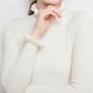 Women’s Ribbed Jumper with Long Sleeves and Frayed Collar