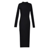 Women's Ribbed Knit Midi Dress with High Neckline