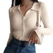 Women’s Ribbed Polo Cardigan with Button front