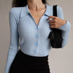 Women’s Ribbed Polo Cardigan with Button front