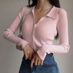 Women’s Ribbed Polo Cardigan with Button front