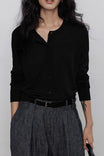 Women's Round Neck Cardigan with Button Down Closure