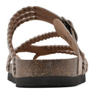 Women's sandals featuring an adjustable buckle, cork footbed, and stylish braided strap design for ultimate comfort and fashion. 5