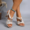 Women's Sandals with Adjustable Straps and Orthopedic Support – Black Block Heel 2