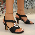 Women's Sandals with Adjustable Straps and Orthopedic Support – Black Block Heel 4